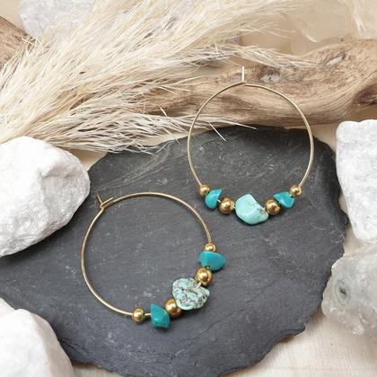 Türkis Creolen 'crystal healing' *Edelstahl (vergoldet)