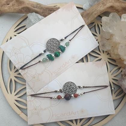 Doppelarmband Jaspis / Malachit *Lebensblume - Image 2