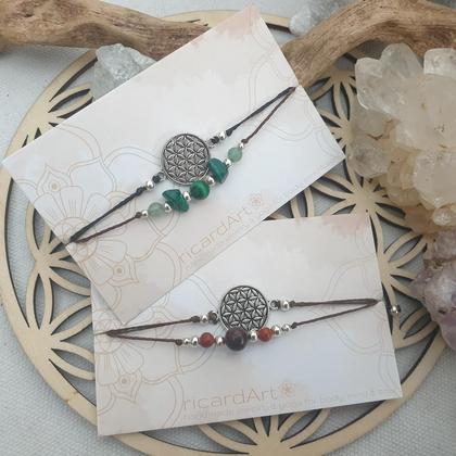 Doppelarmband Jaspis / Malachit *Lebensblume