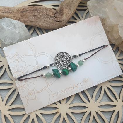 Doppelarmband Jaspis / Malachit *Lebensblume - Image 3