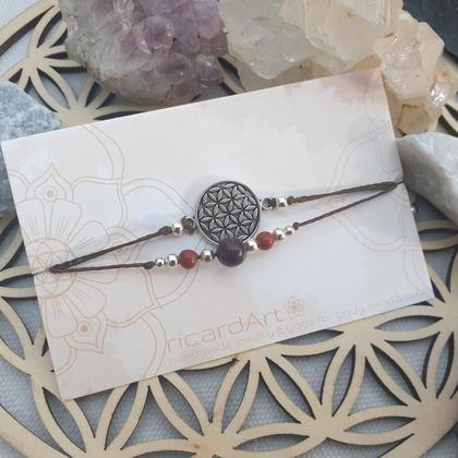 Doppelarmband Jaspis / Malachit *Lebensblume - Image 4