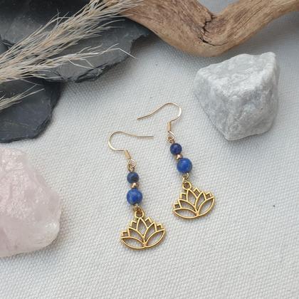 Lapislazuli Ohrringe 'Lotus gold' - Image 2