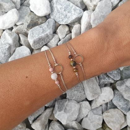 Edelstein Doppelarmband *CIRCLE 18k verg./Amazonit/Bergkristall/Lapislazuli - Image 3