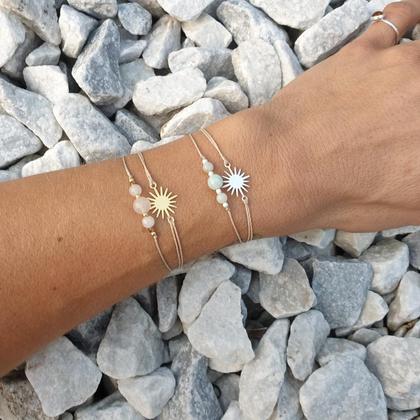 Doppelarmband *SONNE* Amazonit/Rosenquarz