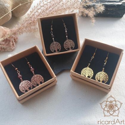 Turmalin Ohrringe 'Lebensbaum' *925 Silberhaken/vergoldet