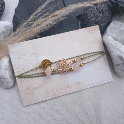WICKELARMBAND Rosenquarz Mandala - Lebensbaum gold - Image 4