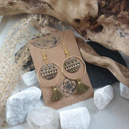 Tassel Ohrringe *ETHNO oliv