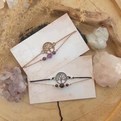 LEBENSBAUM Dopppelarmband Granat/Amethyst