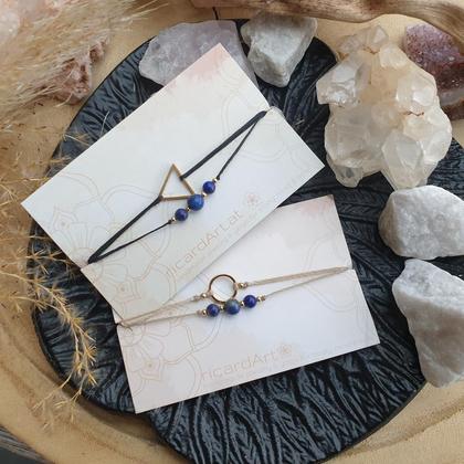 Lapislazuli Doppelarmband *TRIANGLE & CIRCLE* 18k Edelstahl vergoldet