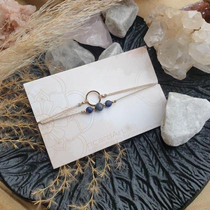 Lapislazuli Doppelarmband *TRIANGLE & CIRCLE* 18k Edelstahl vergoldet - Image 3