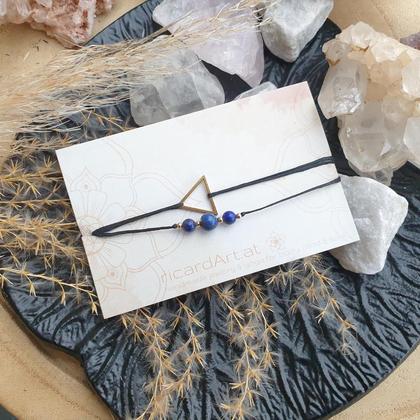 Lapislazuli Doppelarmband *TRIANGLE & CIRCLE* 18k Edelstahl vergoldet - Image 2