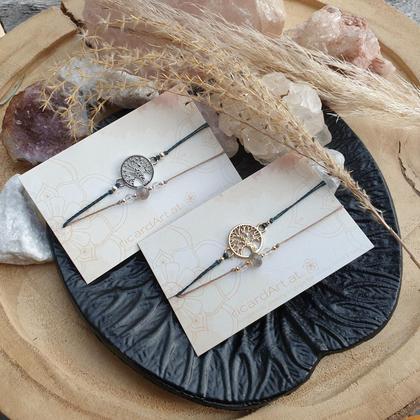 Labradorit / Bergkristall Dopppelarmband *BAUM DES LEBENS* - Image 2