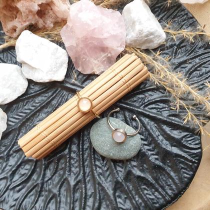 Rosenquarz Edelstahlring *6mm adjustable