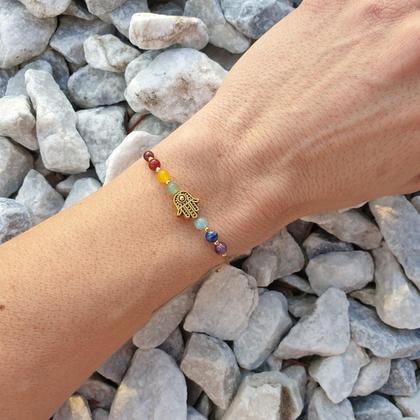 CHAKRA Armband *HAMSA HAND* 4mm/antikgold - Image 4