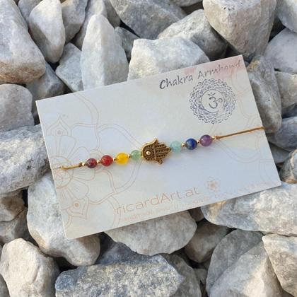 CHAKRA Armband *HAMSA HAND* 4mm/antikgold - Image 2