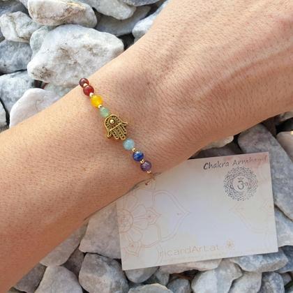 CHAKRA Armband *HAMSA HAND* 4mm/antikgold