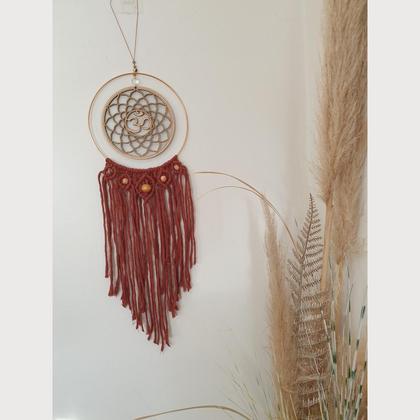 Traumfänger *OM* mit Prismakristall *terrakotta