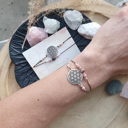 Rhodonit-Rhodochrosit Doppelarmband *LEBENSBLUME* - Image 3