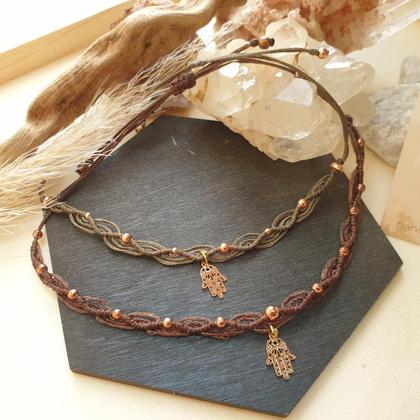 Makramee Fußband *HAMSA HAND rosé