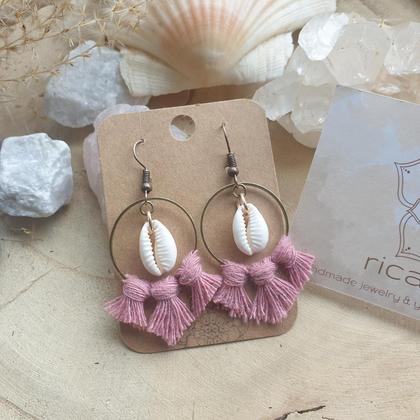 Makramee Ohrringe *KAURI CIRCLES* altrosa