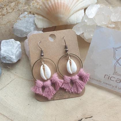 Makramee Ohrringe *KAURI CIRCLES* altrosa - Image 2