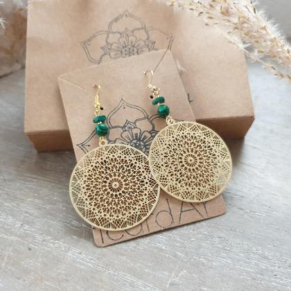 MALACHIT Ohrringe *Kaleidoskop*18k vergoldet