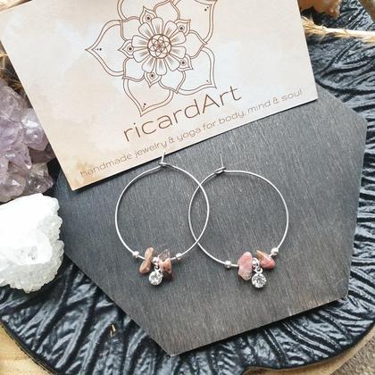 RHODONIT Creolen *STRASS silber - Image 3