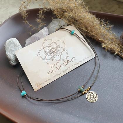 Amazonit Fußkettchen *MANDALA* gold/braun - Image 3