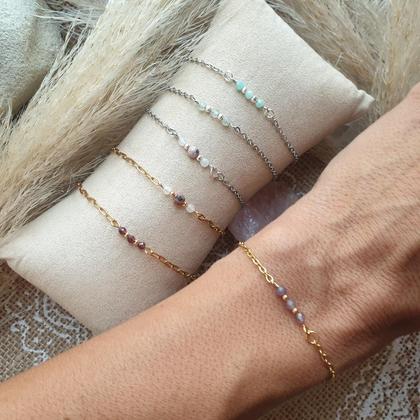 Amethyst Kristall Armkettchen Edelstahl vergoldet