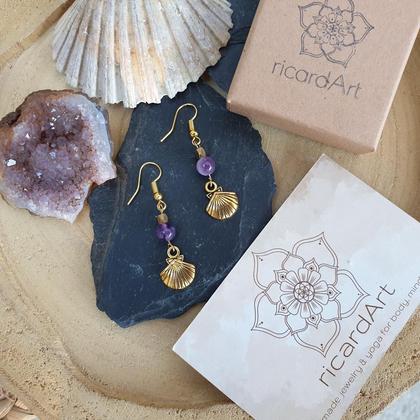 Amethyst Ohrringe *SEASHELL* gold - Image 2