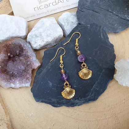 Amethyst Ohrringe *SEASHELL* gold - Image 3