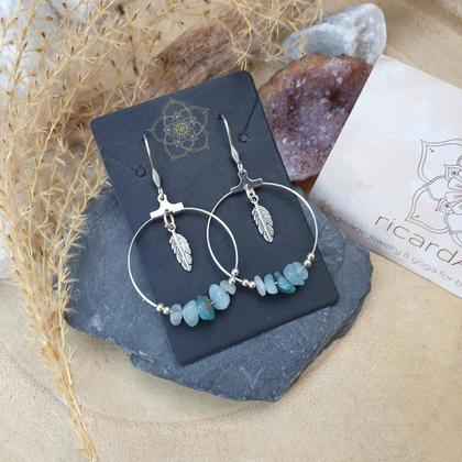 Aquamarin Creolen *FEATHER 30mm silber - Image 2