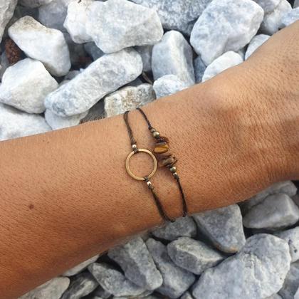 Tigerauge Doppelarmband *CIRCLE 12mm* 18k vergoldet