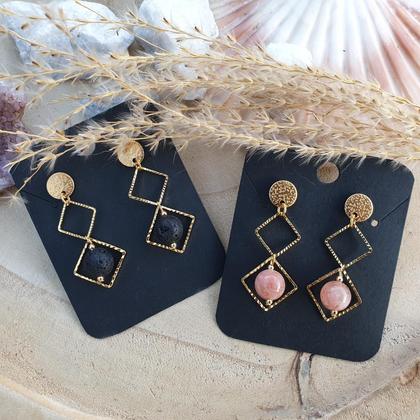 Mondstein/Lavastein Ohrringe *TETRAGON