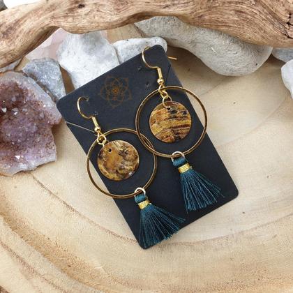 Tassel Ohrringe *GOLDEN SEASHELL 30mm petrol