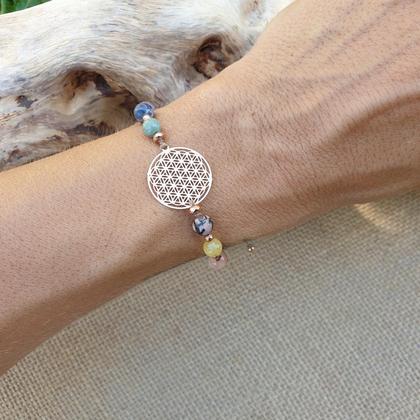 CHAKRA Armband *BLUME DES LEBENS 6mm rosé*