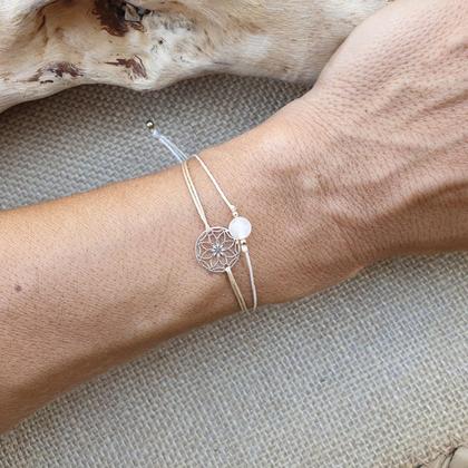 Bergkristall Doppelarmband *SEED OF LIFE rosé*