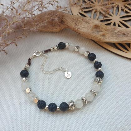 Bergkristall & schwarze Lava WEGBEGLEITER *ERKENNTNIS & ENTSCHLOSSENHEIT*