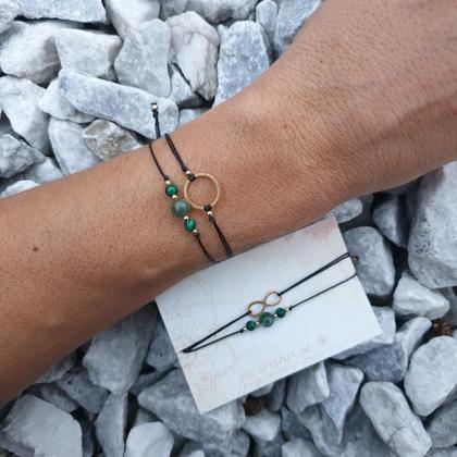 Malachit Doppelarmband *CIRCLE & INFINITY* 18k vergoldet 18k vergoldet