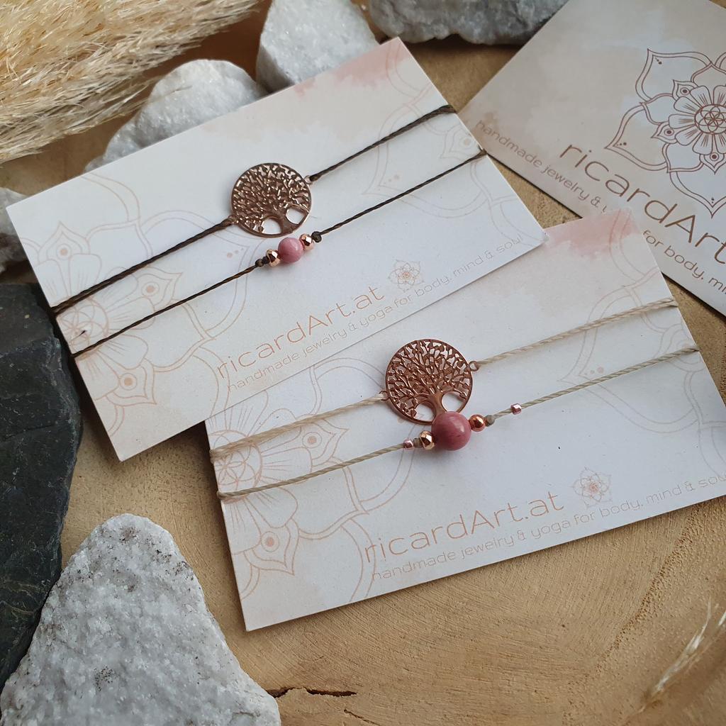RHODOCHROSIT Doppelarmband *LEBENSBAUM rosé* - Image 4