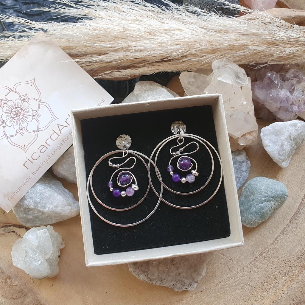 Ohrringe AMETHYST CIRCLES* 40mm silber
