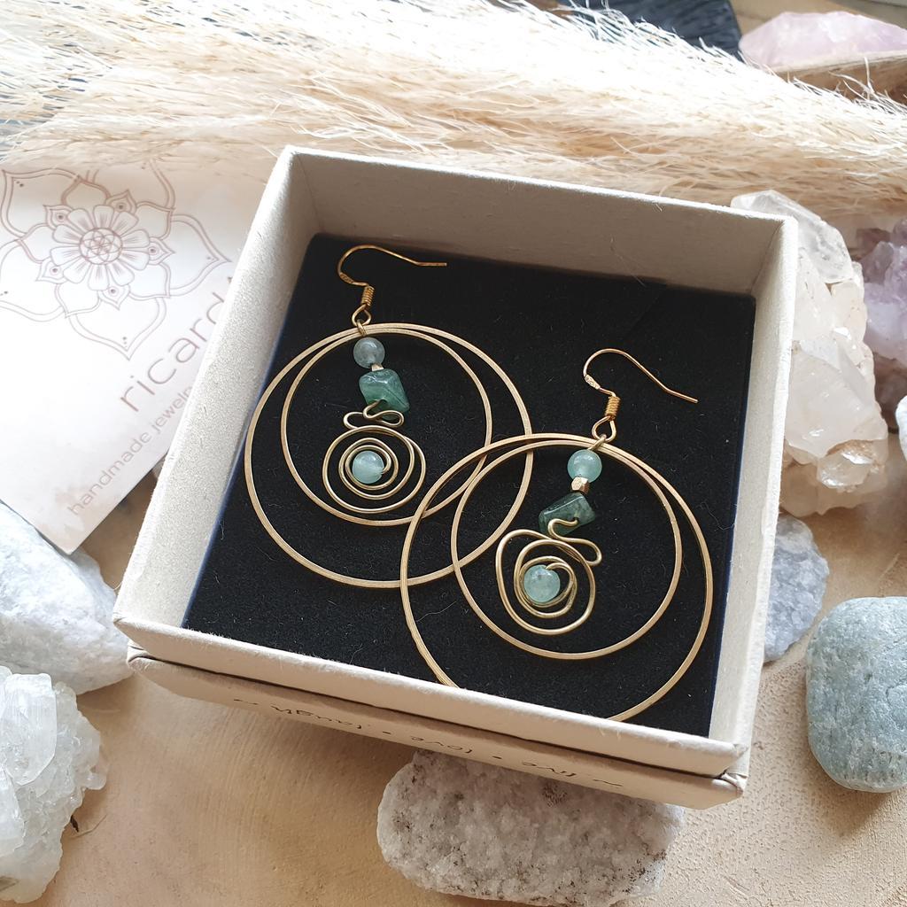 Ohrringe AVENTURIN CIRCLES* 40mm antikgold - Image 4