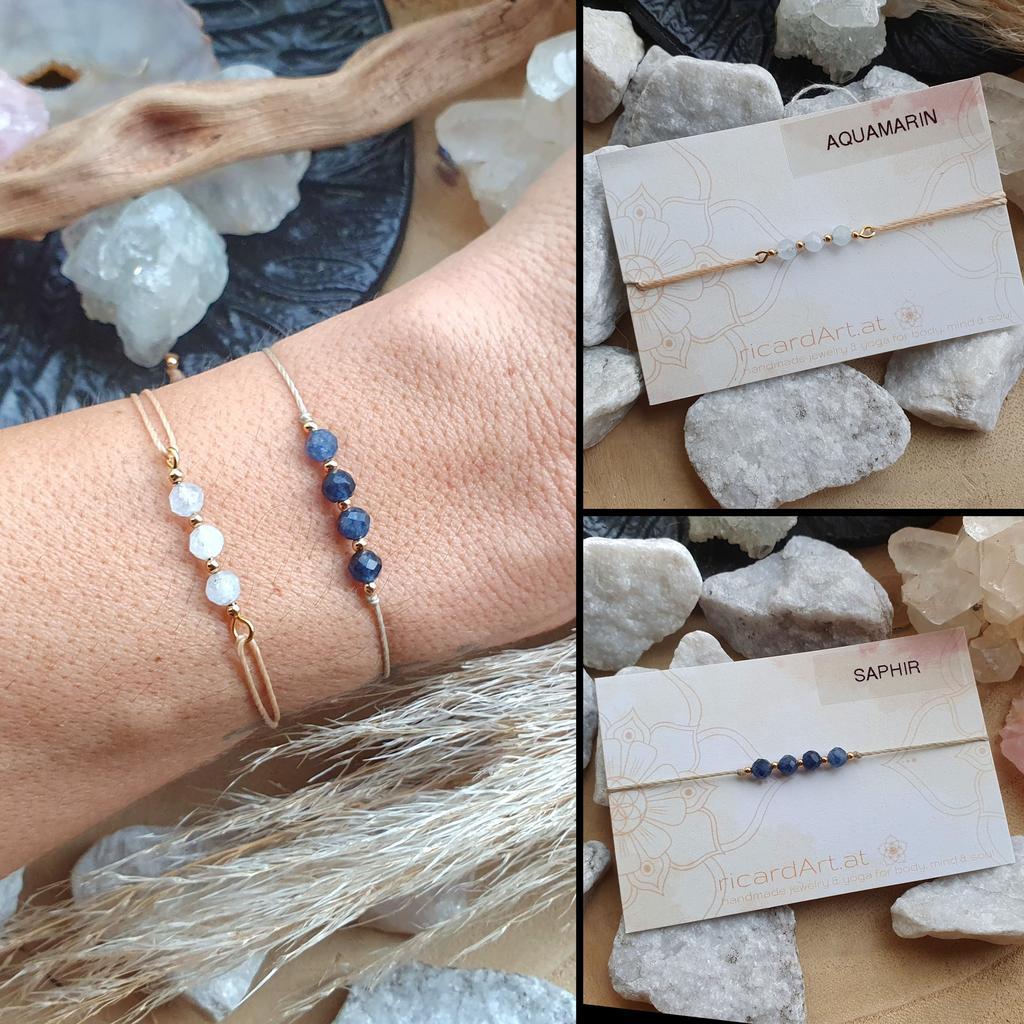 Aquamarin/Saphir Armband *FACETTIERT gold