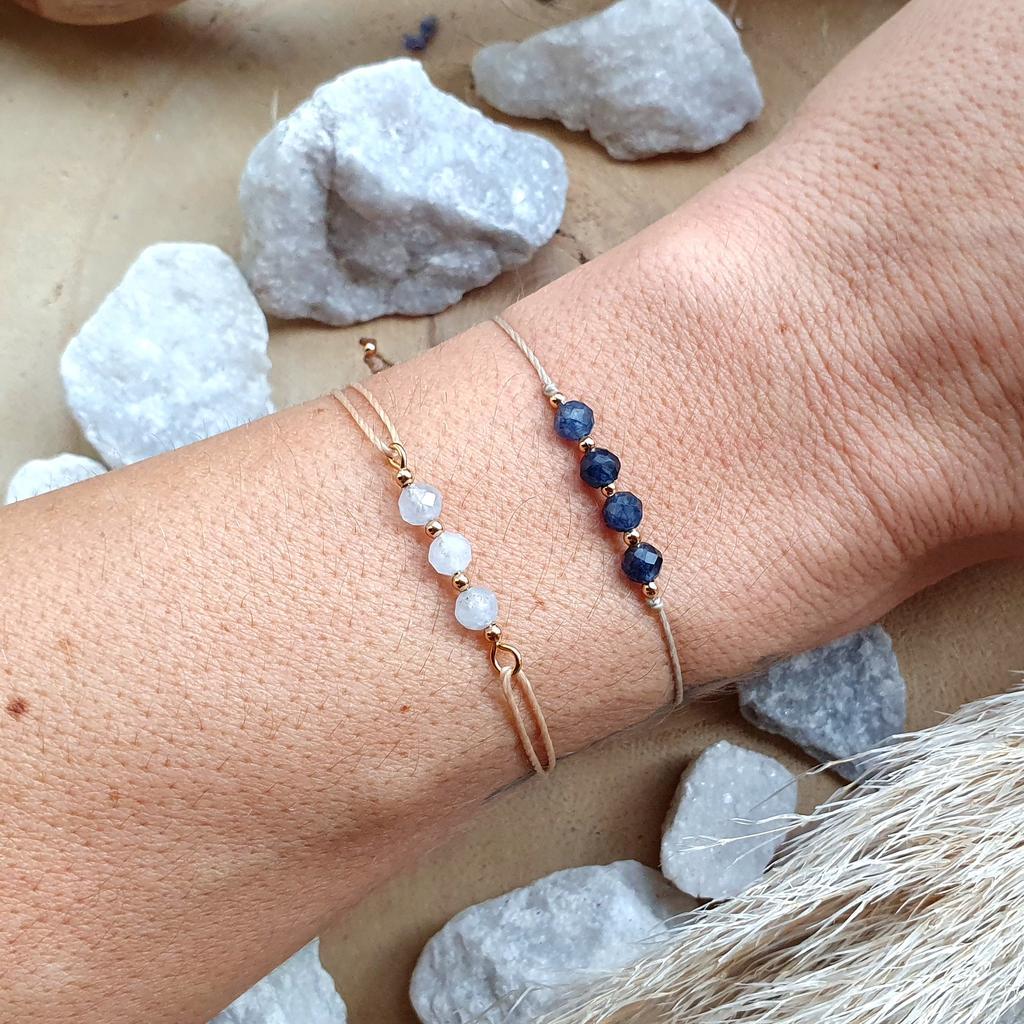 Aquamarin/Saphir Armband *FACETTIERT gold - Image 3