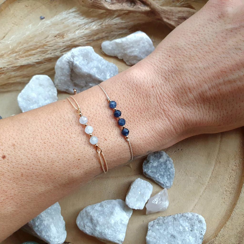 Aquamarin/Saphir Armband *FACETTIERT gold - Image 2