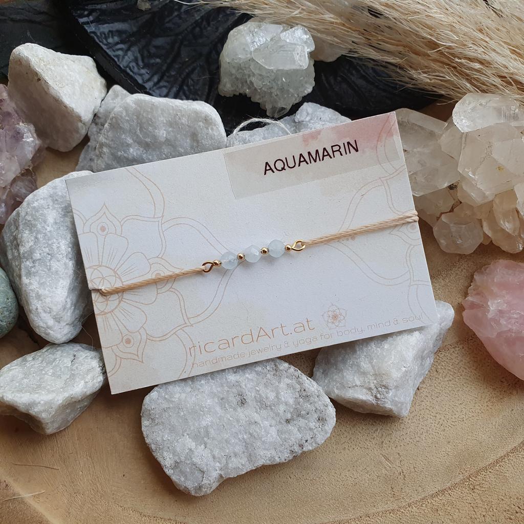 Aquamarin/Saphir Armband *FACETTIERT gold - Image 4