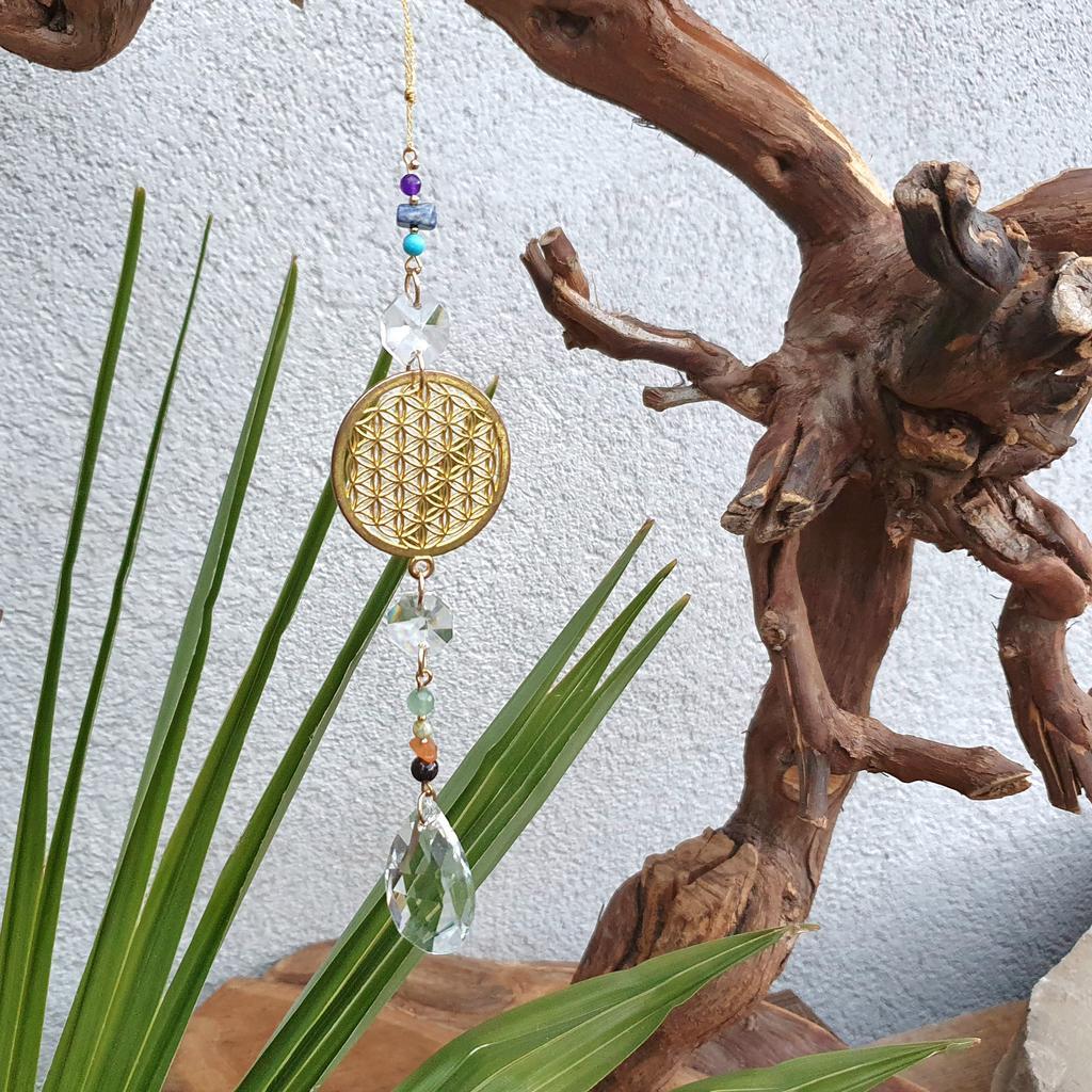 Chakra Sonnenfänger *BLUME DES LEBENS* gold