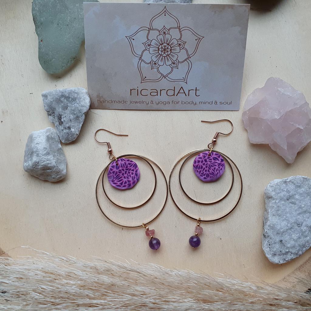 Amethyst-Erdbeerquarz Ohrringe *FIMO CANDY* - Image 2