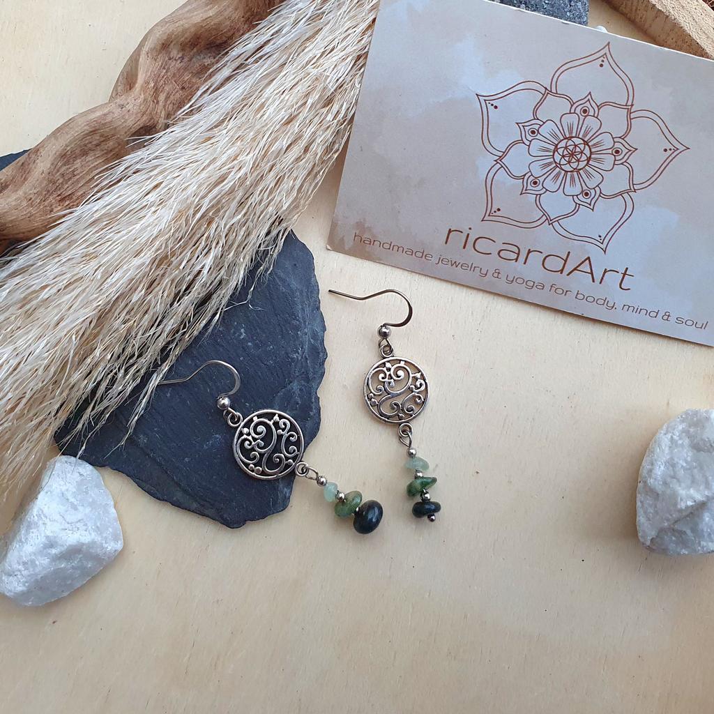 Aventurin-Moosachat Ohrringe *ARABESKE* silber - Image 2