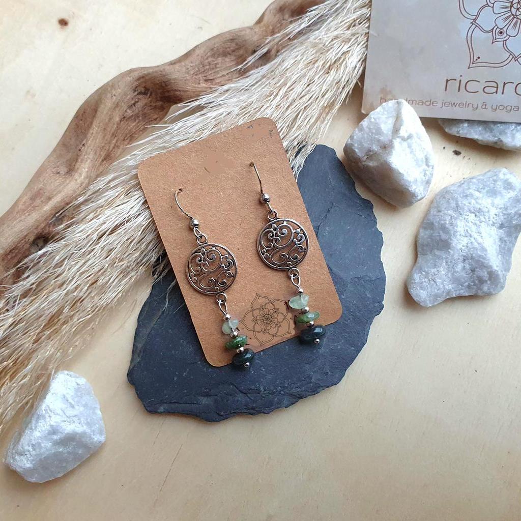 Aventurin-Moosachat Ohrringe *ARABESKE* silber - Image 3